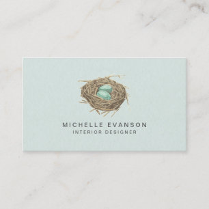 Carte De Visite Simple Nid d'Oiseau Élégant Professionnel Vert Men