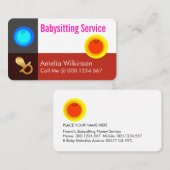 Carte De Visite Simple Night and Day Babysitting Service (Devant / Derrière)