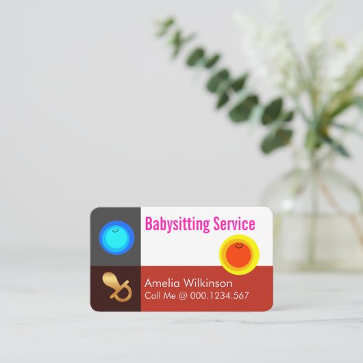 Carte De Visite Simple Night and Day Babysitting Service (Debout devant)