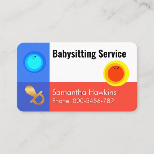 Carte De Visite Simple Night and Day Babysitting Service (Devant)