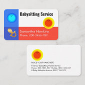 Carte De Visite Simple Night and Day Babysitting Service (Devant / Derrière)