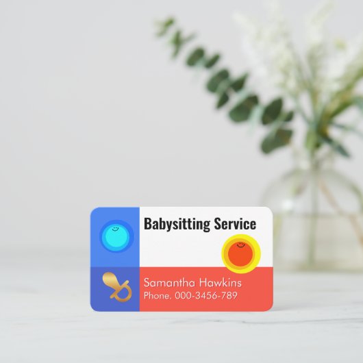 Carte De Visite Simple Night and Day Babysitting Service (Debout devant)
