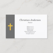 Carte De Visite Simple, noir avec un pasteur Gold Cross (Devant)