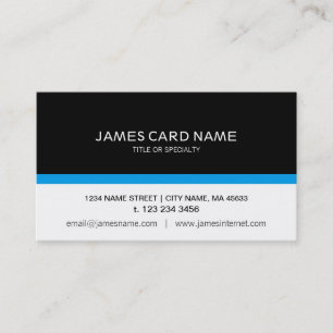 Carte De Visite Simple Noir / Blanc avec une ligne bleue