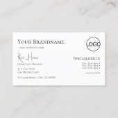 Carte De Visite Simple noir clair avec Monogramme et Logo (Dos)