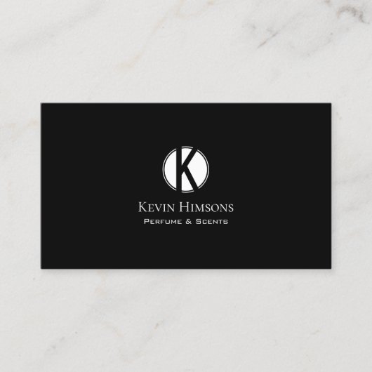 Carte De Visite Simple noir clair avec Monogramme et Logo (Devant)