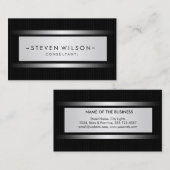 Carte De Visite Simple Noir clair rayé moderne (Devant / Derrière)
