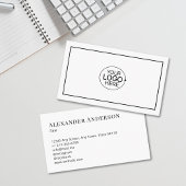 Carte De Visite Simple noir et blanc Ajouter votre logo Minimal