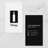 Carte De Visite Simple noir et blanc (bouteille de vin) (Devant / Derrière)