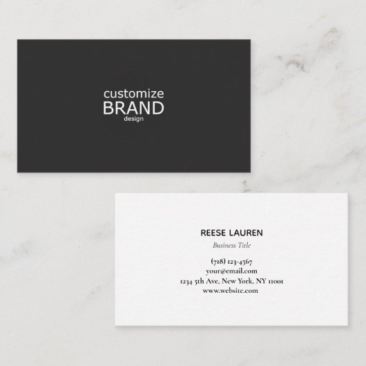 Carte De Visite Simple Noir Et Blanc Professionnel (Devant / Derrière)