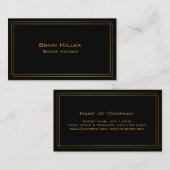 Carte De Visite Simple Noir moderne Professionnel (Devant / Derrière)