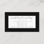 Carte De Visite Simple Noir Monogramme Consultant de script Open C (Dos)