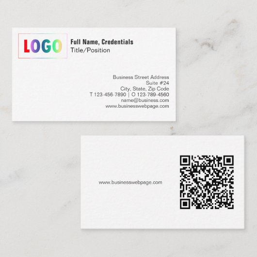 Carte de visite simple noire et blanche avec logo (Devant / Derrière)