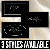 Carte De Visite Simple nom élégant monogramme noir blanc