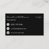 Carte De Visite Simple nom élégant monogramme noir blanc ovale (Dos)