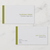 Carte De Visite Simple Olive Stripe en blanc (Devant / Derrière)