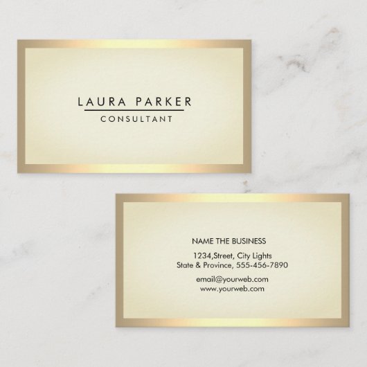 Carte De Visite Simple or noir blanc moderne (Devant / Derrière)