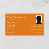 Carte De Visite Simple orange blanche avec logo et photo chic (Dos)
