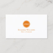 Carte De Visite Simple orange blanche avec logo et photo chic (Devant)