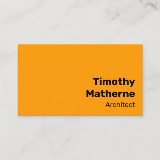 Carte De Visite Simple Orange Clair Gras Moderne Vibrant (Devant)