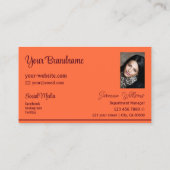 Carte De Visite Simple orange rouge rayures logo et photo (Dos)