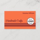 Carte De Visite Simple orange rouge rayures logo et photo (Devant)