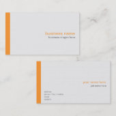 Carte De Visite Simple Orange simple et moderne en blanc (Devant / Derrière)