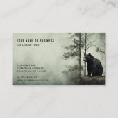 Carte De Visite Simple Ours Noir Forêt rustique de bois (Dos)
