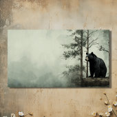 Carte De Visite Simple Ours Noir Forêt rustique de bois