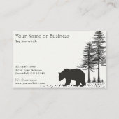 Carte De Visite Simple Ours Noir Forêt rustique de bois (Devant)