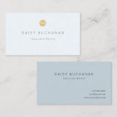 Carte de visite simple Pale Blue Gold (Devant / Derrière)