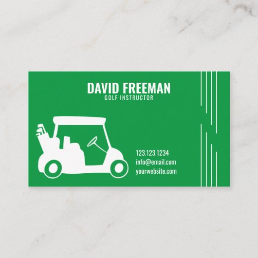 Carte De Visite Simple Panier Silhouette Green moniteur de golf (Devant)