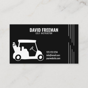 Carte De Visite Simple Panier Silhouette Noir instructeur de golf