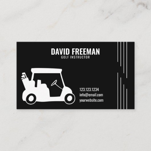 Carte De Visite Simple Panier Silhouette Noir instructeur de golf (Devant)