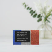 Carte De Visite Simple Parties scintillant Drapeau Français Profes (Debout devant)