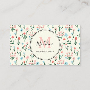 Carte De Visite Simple Pastel Rose Blue Flowers Motif Business C