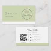 Carte De Visite Simple pastel vert QR code féminin (Devant / Derrière)