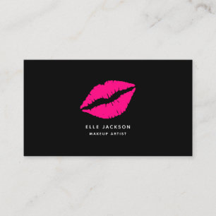 Carte De Visite Simple peintre de maquillage de lèvres noires rose