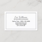 Carte De Visite Simple Pellage de neige (Dos)