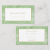 Carte De Visite Simple Peridot Marbre Vert Élégant Script or (Devant / Derrière)