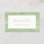 Carte De Visite Simple Peridot Marbre Vert Élégant Script or (Devant)