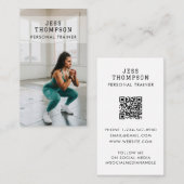 Carte De Visite Simple Personal Trainer Fitness Photo QR Code (Devant / Derrière)