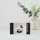 Carte De Visite Simple photo d'architecte noir gris (Debout devant)