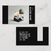 Carte De Visite Simple photo d'architecte noir gris (Devant / Derrière)