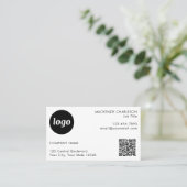 Carte De Visite Simple Photo Logo Text QR Code (Debout devant)