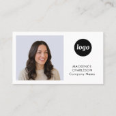 Carte De Visite Simple Photo Logo Text QR Code (Dos)