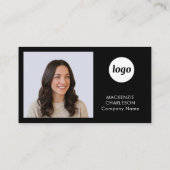 Carte De Visite Simple Photo Logo Text QR Code Black (Dos)