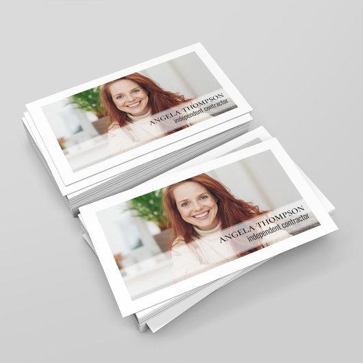 Carte De Visite Simple Photo Professional QR Code noir