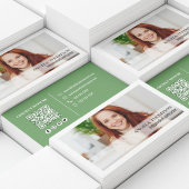 Carte De Visite Simple Photo Professional QR Code Vert