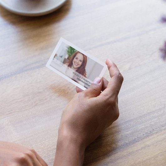 Carte De Visite Simple Photo Professional QR Code Vert
